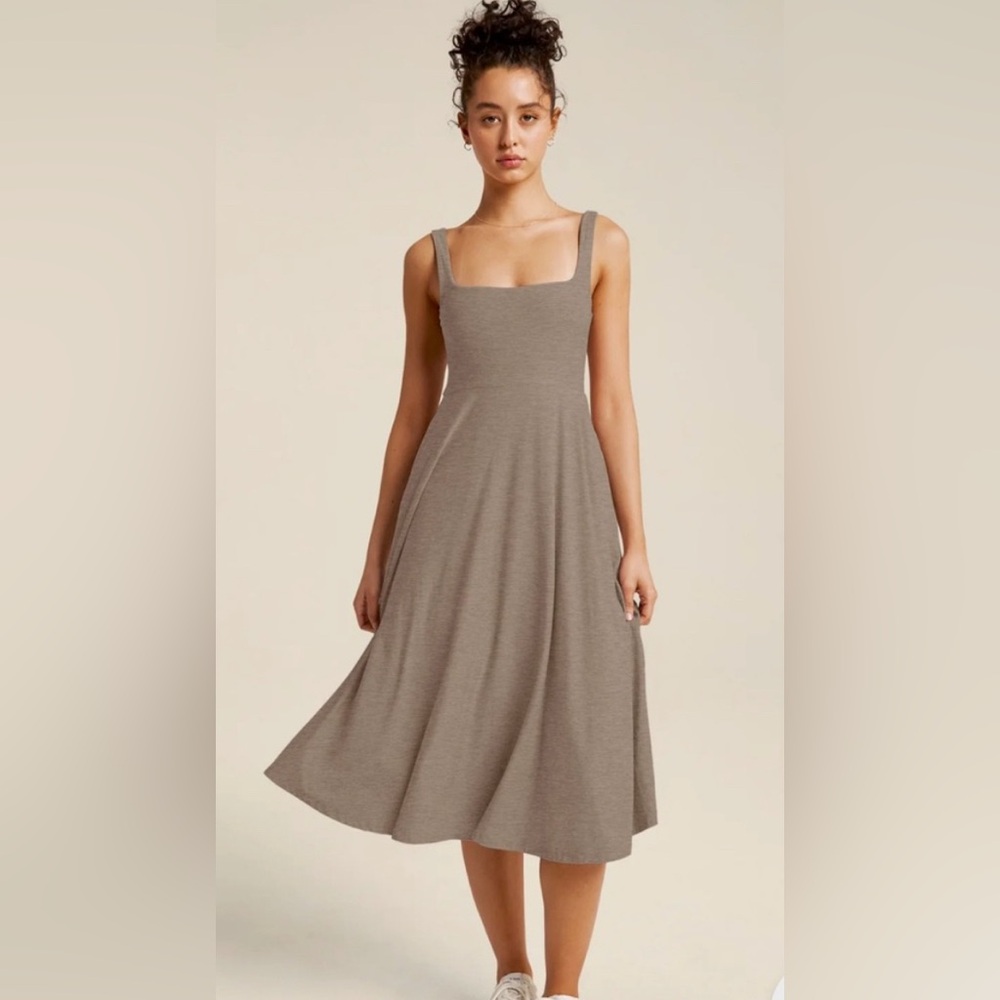 Beyond Yoga Taupe Midi Dress